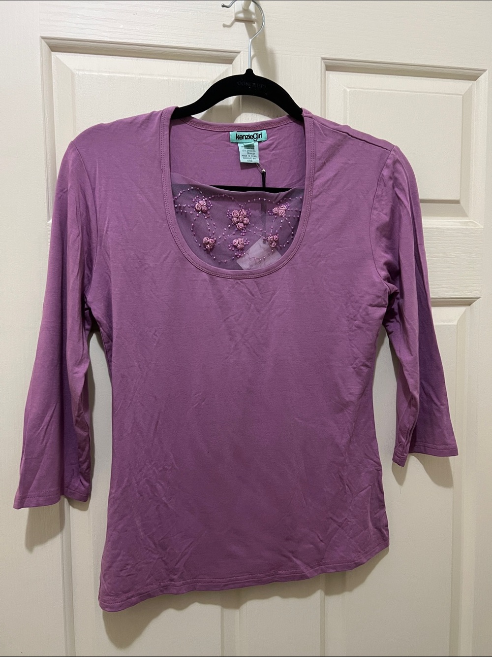 Kensie Girl Light Purple Embellished Scoop Neck Women's Top (sz m)